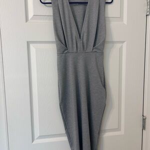 Chic Gray V-Neck Mini Dress